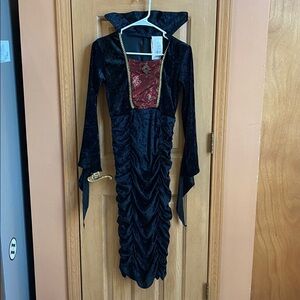 Vampire/Witch  Black and Red Velvet costume dress